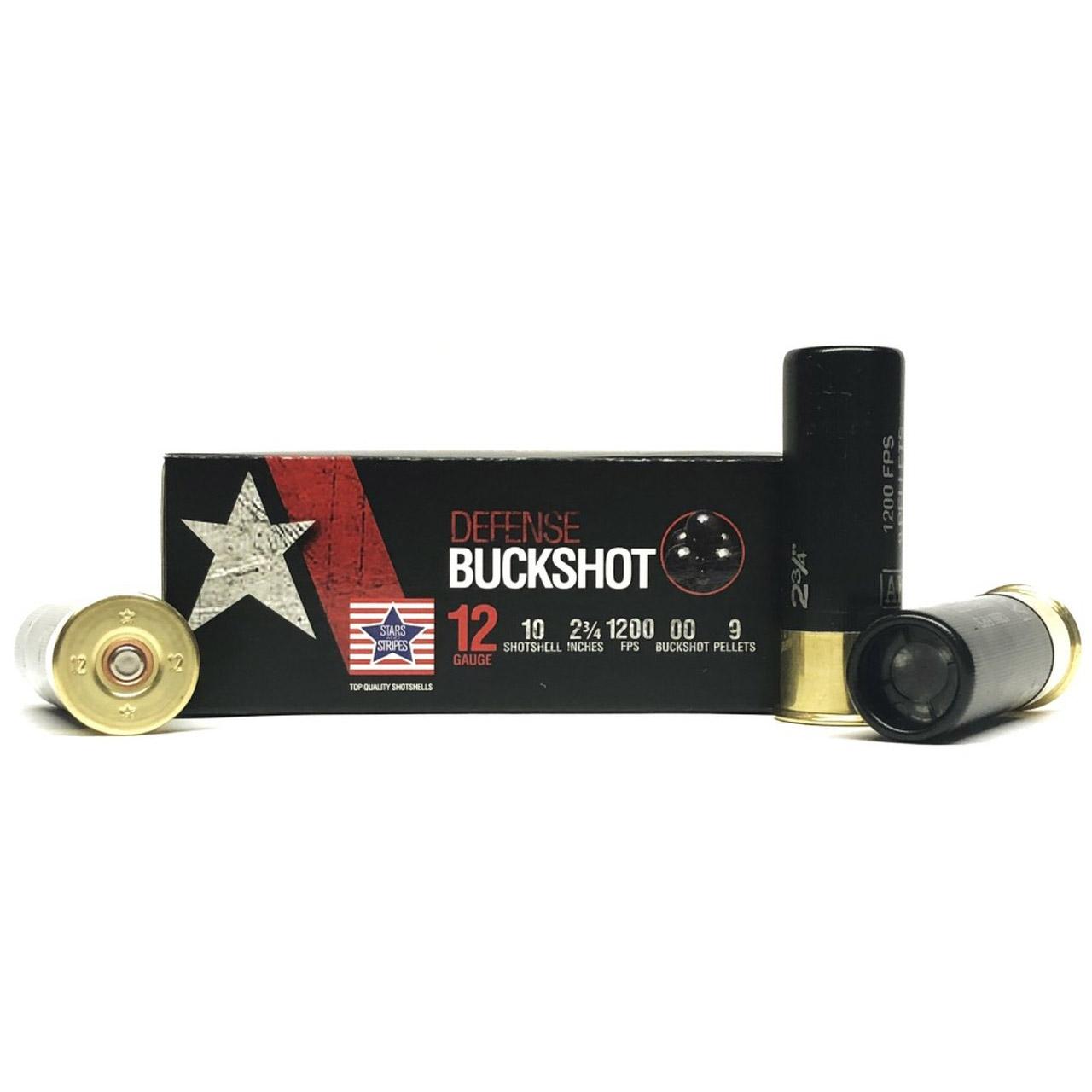 PPU Stars & Stripes Defense Buckshot Shotshells 12ga 2-3/4" 9-pellet 1200 fps 00 10/ct Sold at A4F TACTICAL