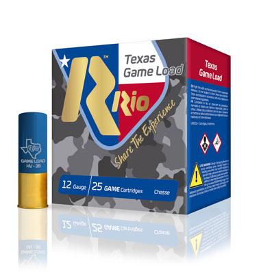 Carton of 12 gauge shotgun ammo with one blue high brass shell with all white background