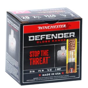 Winchester Defender 20 Gauge Buckshot 2¾" #2 Copper-Plated Lead 7/8 oz 1145 FPS – 25 Rounds