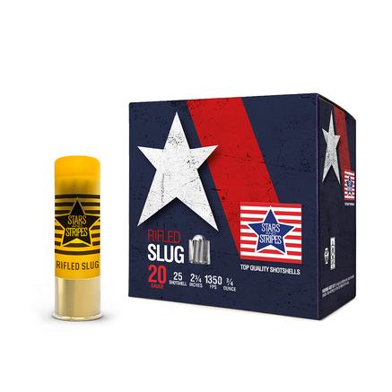 PPU Stars & Stripes Rifled Slug Shotshells 20ga 2-3/4'' 3/4 ozoz 1350 fps Slug 25/ct a4ftactical