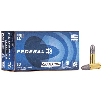 Federal Champion Target .22 LR 40 gr SLD Rimfire Ammunition - 50/ct a4ftactical