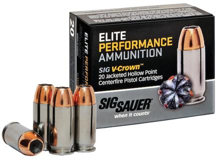 Sig Elite V-Crown Handgun Ammunition 9mm Luger 115 gr JHP 1185 fps 20/ct a4ftactical