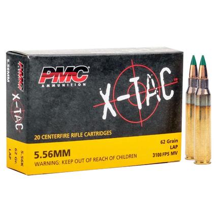 PMC X-Tac Rifle Ammunition 5.56 NATO 62 gr Green Tip 3100 fps 20/ct a4ftactical
