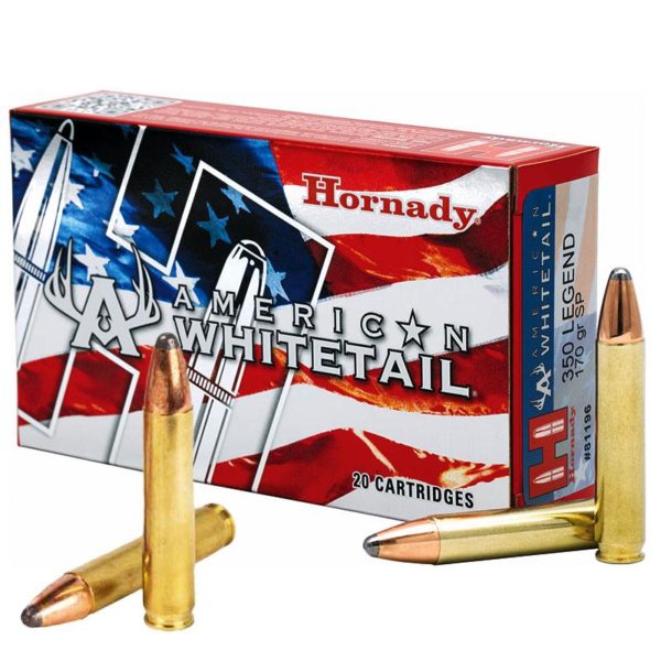 hornady american whitetail rifle ammunition 350 legend 170gr sp 2200 fps 20 ct ho81196