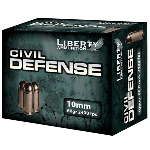 liberty civil defense handgun ammunition 10mm auto 60 gr schp 2400 fps 20 ct IVLACD10032