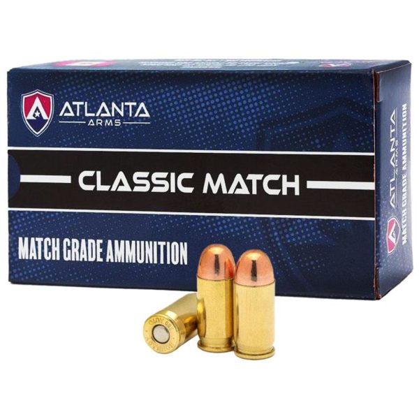 atlanta arms classic match grade ammo 380 acp 100gr fmj 800 fps 50ct close up