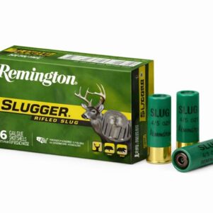 Carton of Remington Slugger 16 gauge shotgun shell with white background.