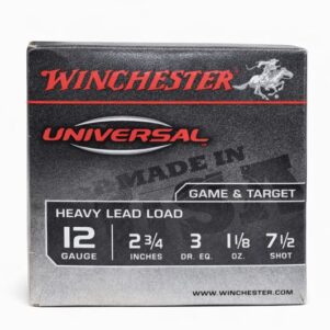 Carton of 12-gauge ammo with white background