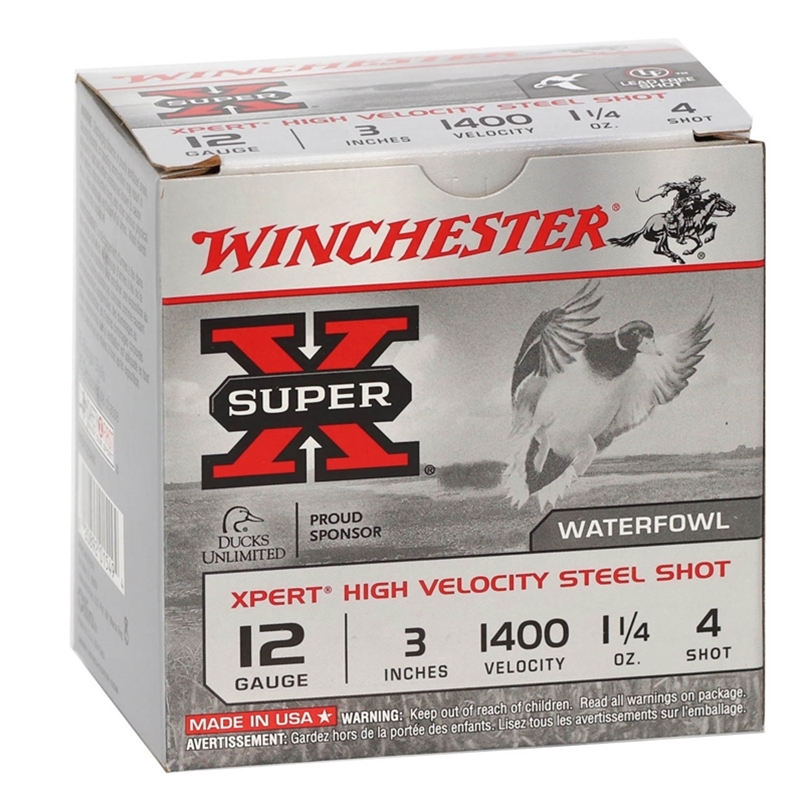 Carton of 12 gauge Winchester ammo for waterfowl hunting