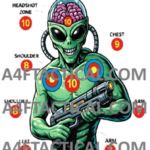 A4F TACTICAL Alien Invader printable shooting target preview with watermark