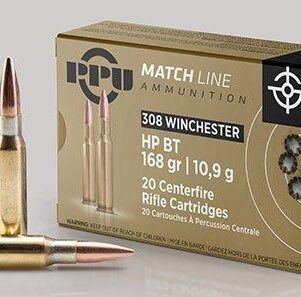 PPU Match Rifle Ammunition .308 Win Match 168 gr HPBT 2610 fps 20/ct